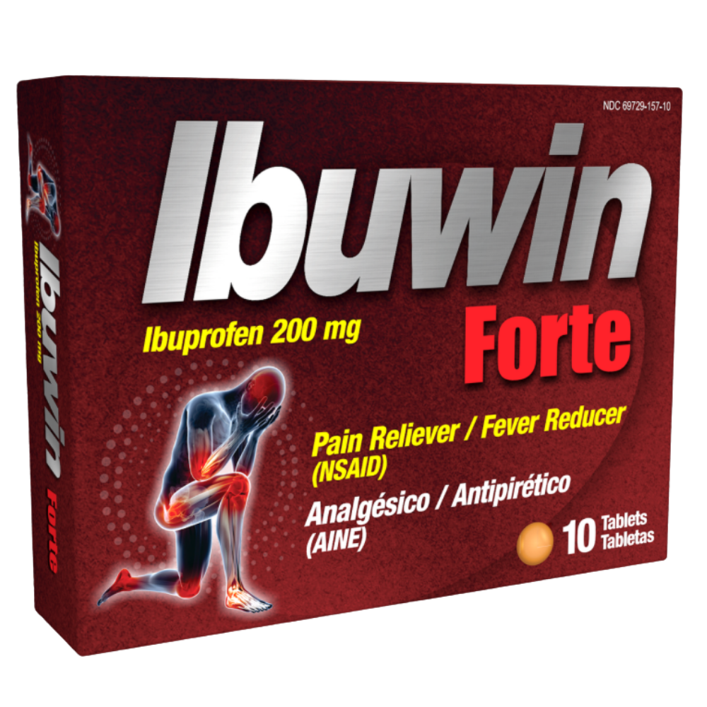 Ibuwin Forte 10 tablets, Ibuprofen 200mg pain reliever and fever reducer NSAID